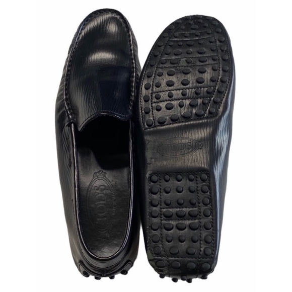 Tod's ✦ Gommino Driving Shoes Slip On Loafer ✦ Black Textured Leather ✦ UK9 US10 - Picture 7 of 16